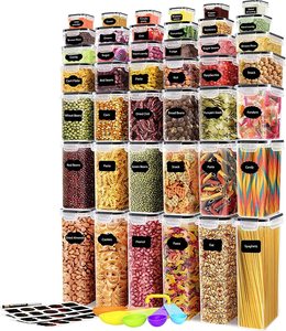 42 Pcs PP Eco-Friendly Injection Airtight Food Storage <b>Containers</b> Set for Kitchen Pantry Organization - Product Image 1