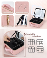 Sac à cosmétiques personnalisé avec logo, miroir LED, 3 couleurs de lumière, grande capacité, organiseur de maquillage, trousse de toilette de voyage, boîte de rangement de beauté