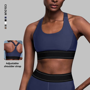 SHINBENE Lightweight Adjustable Straps Sports Bra Racerback Running Crop Tank <b>Top</b> with High for Impact Front Logo - Product Image 1