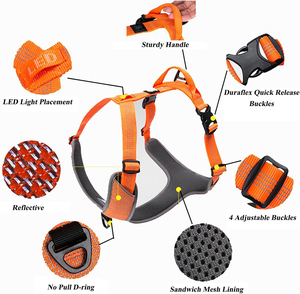 Nouveau design, harnais pour chien réglable, anti-traction, avec clip frontal réfléchissant, rembourré, pour chien de grande taille - Product Image 3