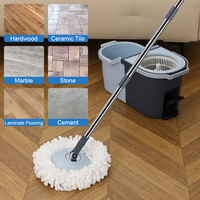 Ensemble serpillière et seau super magique bleu Morandi avec manche en acier inoxydable de 133 cm et seau détachable pour le nettoyage des sols de cuisine