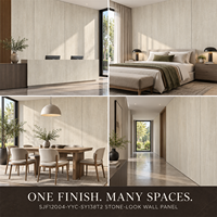 Panneau mural en PVC marbré imperméable, revêtement intérieur en bois rainuré 3D pour la conception d'hôtels