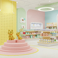 Armoire de présentation de vêtements pour enfants en bois brun sur mesure, finition stratifiée, meubles de magasin pour enfants robustes, table de vitrine moderne