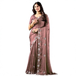 Vexotrend Indian Designer Women's Velvet Satin <b>Saree</b> Beautiful Patola Design Traditional Style Wedding Diwali Party Wear Wrinkle - Product Image 1