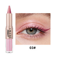 Crayon Eyeliner 2-en-1 et fard à paupières liquide à paillettes, haute pigmentation, longue tenue, 6 couleurs, cosmétique pour les yeux