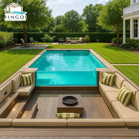 Maison préfabriquée personnalisée en fibre de verre de grande taille, espace de repos et de loisirs raffiné, terrasse extérieure, piscine modulaire enterrée