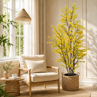 Fleurs artificielles en soie jaune hyper-réalistes de type Forsythia en gros, résistantes aux UV/au feu, pour décoration personnalisée de mariages et de maisons