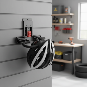 Supporto per scopa e mocio da parete resistente <span class=keywords><strong>con</strong></span> doppio gancio a S, blocco di sicurezza rosso, ecologico, in ferro durevole, moderno, per garage - Product Image 2