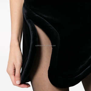 Elegance Unique Velvet Sweetheart Neck Sin mangas Romántico Minivestido de lujo Vestido de cóctel <span class=keywords><strong>para</strong></span> niña Mini vestido de terciopelo asimétrico - Product Image 3