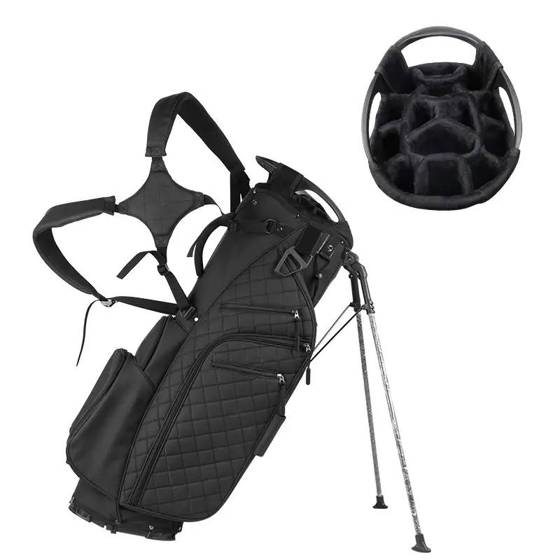 Màu đen trọng lượng nhẹ nylon Golf giỏ hàng túi dễ dàng để thực hiện Câu lạc bộ túi không thấm nước PU Golf đứng túi