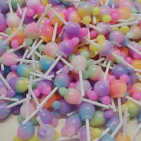 Resin Lucu Terbaru Warna-warni Mouse Lollipop Charm Flat Back Cabochon untuk Pembuatan Perhiasan Gantungan Kunci Anting Kalung
