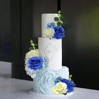 20er-Set Blaue Künstliche Rosen-Blumen Geburtstagstorten-Dekoration Backzubehör Torten-Dekorations-Set
