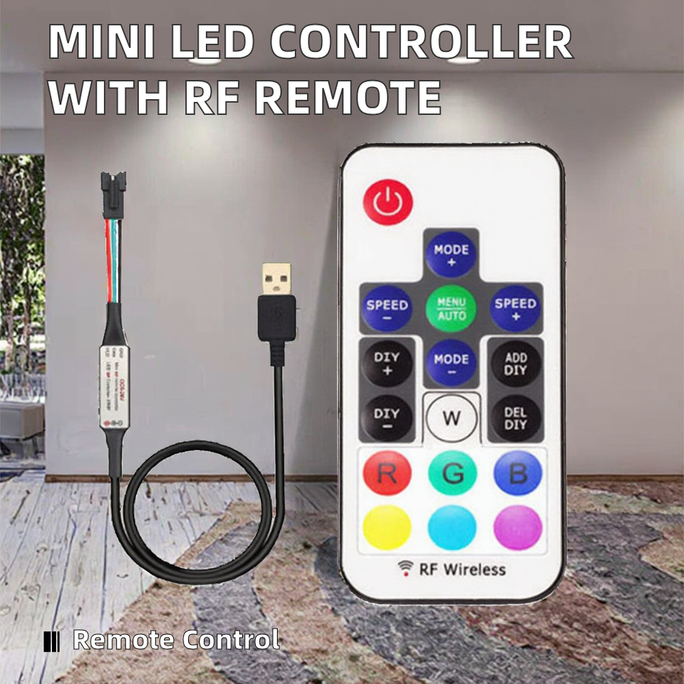 Mini 12A 3-Channel RGB PWM Dimmer LED Colorful Light Strip with 4-Pin ...