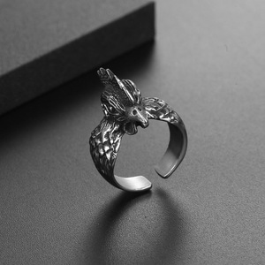 Anillo de Gallo para Hombre, Diseño Abierto con Signo Zodiacal Animal, Joyería de Estilo Retro, Regalo SA1126 - Product Image 2