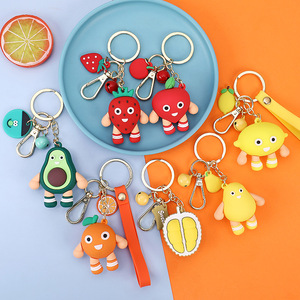 Porte-clés en caoutchouc mignon en forme de fruits (avocat, citron, orange, fraise, durian), pendentif figurine, breloque de sac tendance, accessoires créatifs pour petits cadeaux - Product Image 2