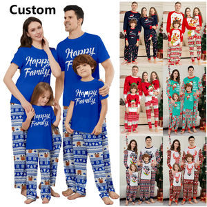 Conjunto de pijama de Navidad familiar Pijama de Navidad personalizado para mujer Impresión de letras de longitud completa Navidad - Product Image 1