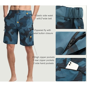 Shorts cargo camouflage respirants pour hommes avec cordon de serrage, shorts d'entraînement décontractés, logo personnalisé, taille haute, vêtements d'extérieur - Product Image 6