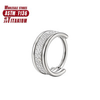 F136 cincin hidung logam campuran Titanium, Perhiasan Tubuh batu zirkon diafragma mulus untuk pernikahan Pria Wanita