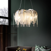 De luxe D'or En Aluminium Chaîne Gland Lustre Tricolore Salon Meubles Suspendus Éclairage Led Lustre