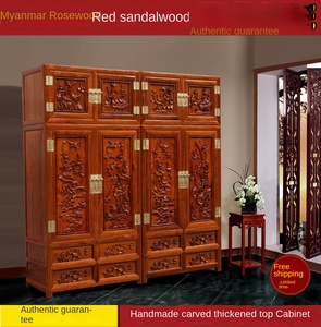Armoire classique en acajou Ming et Qing, fabriquée à la main, avec dessus à mortaise, en bois massif de santal rouge, style chinois, modèle Han - Product Image 5