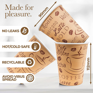 Vasos Desechables Personalizados para Café con Tapa, 8oz 12oz 16oz, para Té Caliente, Café Caliente, Vasos de Papel Desechables de Pared Simple con Tapas - Product Image 1