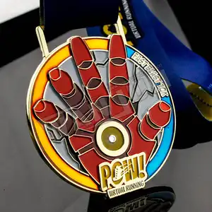 Factory wholesale customizable metal sports 3d backlit led Ironman MEDALS