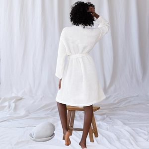 Kimono <strong>Waffle</strong> <strong>Robe</strong>-Lightweight 100% Cotton Spa <strong>Robe</strong> for Summer/Autumn All-Day Lounging-Breathable &amp; Quick Dry - Product Image 3