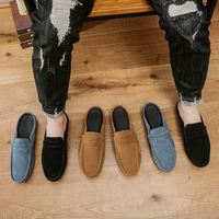 Mocassins Homme à Bout Rond, Demi-Chaussures Respirantes Sans Talon, à Enfiler, Semelle Extérieure en Caoutchouc, Mocassins d'Été pour Homme
