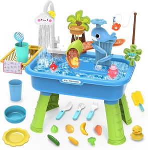 <span class=keywords><strong>Table</strong></span> d'<span class=keywords><strong>eau</strong></span> en plastique pour tout-petits de 2 à 4 ans avec pompe à <span class=keywords><strong>eau</strong></span> électrique, bac à sable et robinet coulissant - Jouet sensoriel - Product Image 1