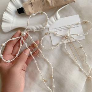 ปิ่นปักผมไข่มุกสีขาวสำหรับงานแต่งงานของเด็กผู้หญิงกิ๊บติดผมไข่มุกพู่<span class=keywords><strong>ยาว</strong></span>สำหรับตกแต่งผมรูปตัวยู - Product Image 3