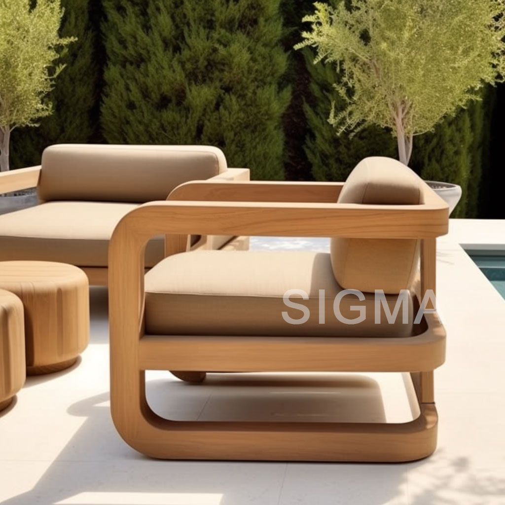 New Arrival high-end modern garden sets patio furniture teak wood Garden sofas single sofa