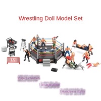Ensemble de figurines de lutteur en plastique transfrontalier avec ring hexagonal, modèle de scène, gladiateur, poupée de lutte, ornements, jouet pour bébé