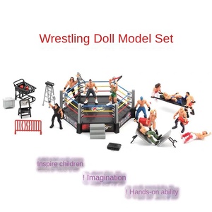 Ensemble de figurines de lutteur en plastique transfrontalier avec ring hexagonal, modèle de scène, gladiateur, poupée de lutte, ornements, jouet pour bébé - Product Image 2