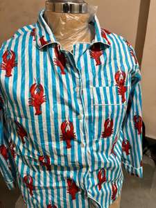 Ensemble de nuit en coton imprimé pour femme, chemise à manches longues et pantalon, fabrication sur mesure, prix de gros - Product Image 2