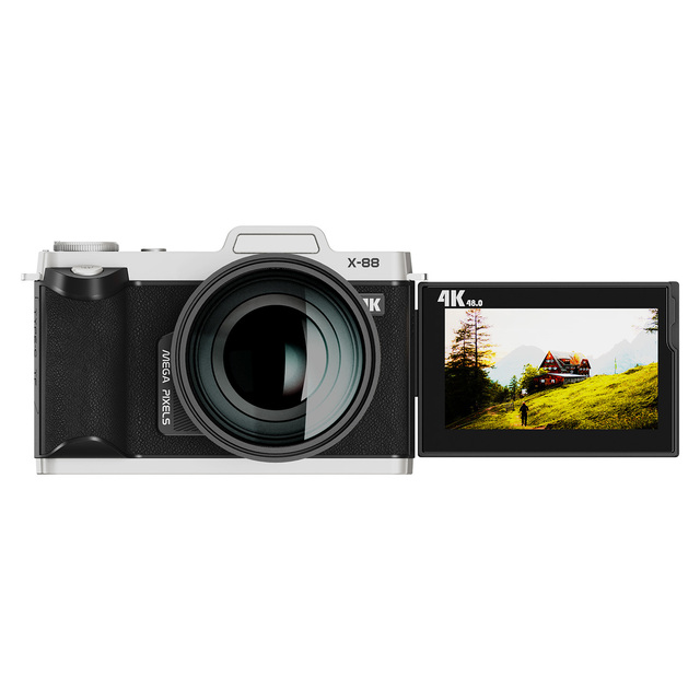 New Retro Style 64MP 4K CMOS Sensor 18x Zoom 3.0 Inch Flip Cover WiFi Connection 4k Digital Camera for YouTube Tiktok Shooting