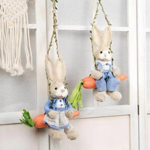 Lapin de paille artificielle fait à la main pour la décoration de la maison et du jardin de mariage Noël Graduation-Élégant ornements de Pâques Idées cadeaux - Product Image 6