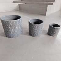 Juego de 3 Macetas de Flores de Hormigón Minimalistas de Alta Calidad, Color Gris Texturizado, Ecológicas, para Interiores/Exteriores, para Decoración del Hogar y Jardín
