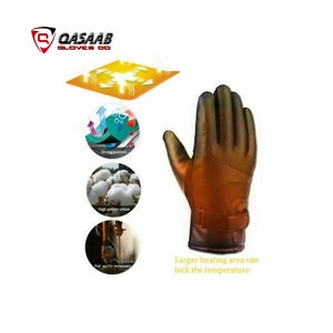 Couleur noire-gant en cuir de vachette Mitaines chauffantes électriques double face pour garder au chaud en hiver Gants de batterie réglables - Product Image 6