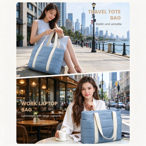Bolsa de Trabajo para Portátil de Gran Capacidad para Mujer, Ligera, de Nailon Resistente al Agua, Bolsa de Viaje Acolchada para la Playa, con Estampado de Leopardo - Product Image 6