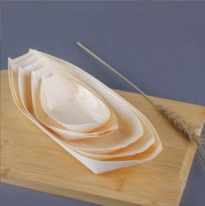High Quality Sashimi Plate Snack Dessert Disposable Wooden Sushi Serving Tray Boats