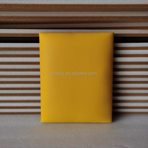 Modern Waterproof Yellow Leather Covered Soft PU Foam <strong>Headboard</strong> <strong>Panel</strong> 3D Peel Stick <strong>Mounted</strong> Upholstered Soundproof for Kids - Product Image 1