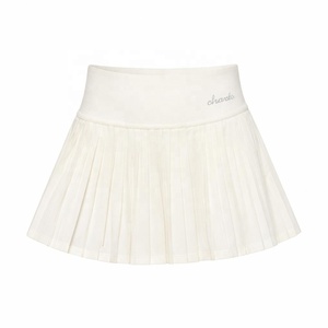 Jupe-short plissée ivoire taille haute pour femme, mini-jupe sportive respirante en Spandex et Polyester, vêtement de sport à taille élastique - Product Image 1