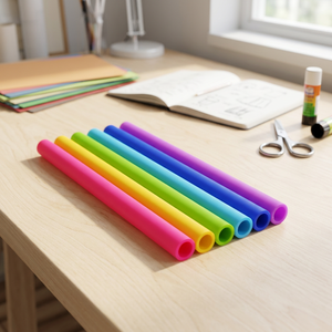 Pailles à boire réutilisables en silicone de qualité alimentaire, souples, longues, écologiques, certifiées CE/UE, sans BPA, sans goût de caoutchouc, faciles à nettoyer, modernes - Product Image 6