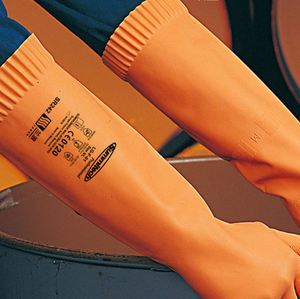 طويلة البرتقال النتريل صناعة قفازات حمض و القلويات قفازات مقاومة - Product Image 6