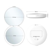 Miroir de maquillage LED portable, grossissement 2x, miroir de poche rechargeable, logo personnalisé, miroir compact pour cadeau en gros