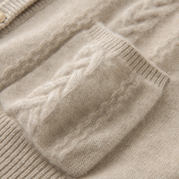 Cardigan en cachemire pour femmes à la mode, tricoté avec des poches, manteau tricoté doux et élégant