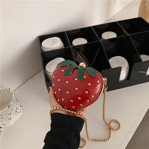 Mignon bandoulière fille Ins porte-monnaie à la mode fraise en forme de coeur Portable élégant doublure matériel Polyester chaîne <span class=keywords><strong>sac</strong></span> - Product Image 3