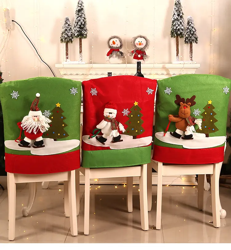 Christmas decorations new Christmas chair cover Santa Claus ski chair cover Christmas table party outfit