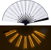 TSINYE LED-Leucht-Faltfächer, tragbare Kühlventilatoren mit Licht, Handfächer aus Papier und Bambus für Partys, Bars und Musikfestivals