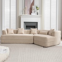 Moderner Gepolsterter L-förmiger Schnittsofa Gemütliches Bouclé-Stoff Rundes Wolkensofa für Wohnzimmer, Apartment und Schlafzimmer im Großhandel